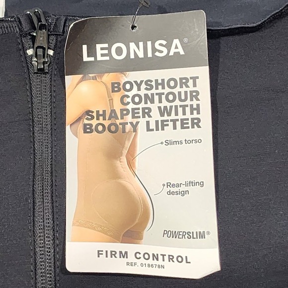 Leonisa PowerSlim Open Bust Boyshort Body Shaper Black Size 3X - Picture 6 of 11